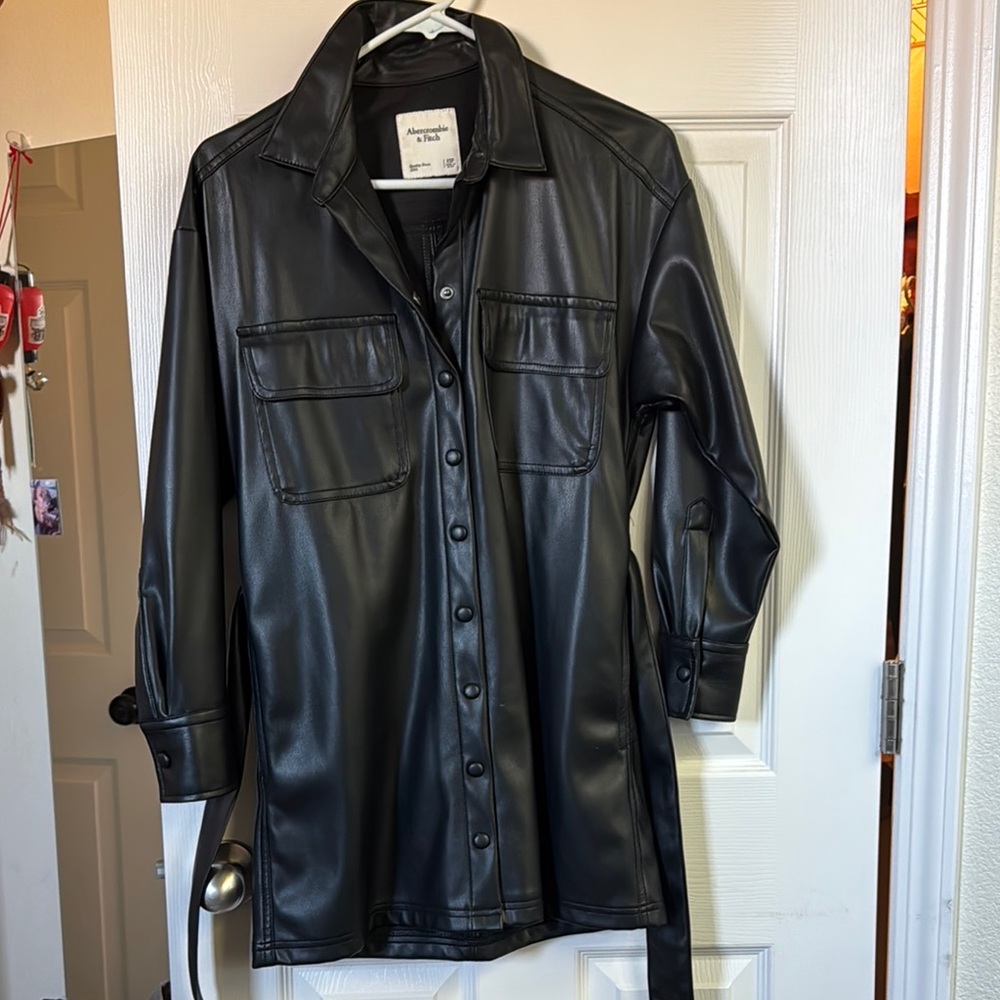 Abercrombie & Fitch Black Leather Shirt xSP